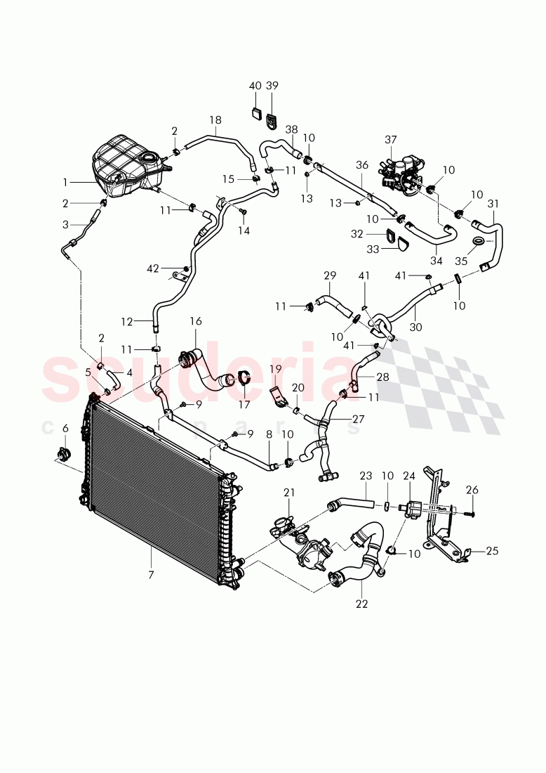 Coolant hoses and pipes, Engine bay, F 3W-F-044 096>>, F ZA-F-044 096>> of Bentley Bentley Continental GTC (2011+)