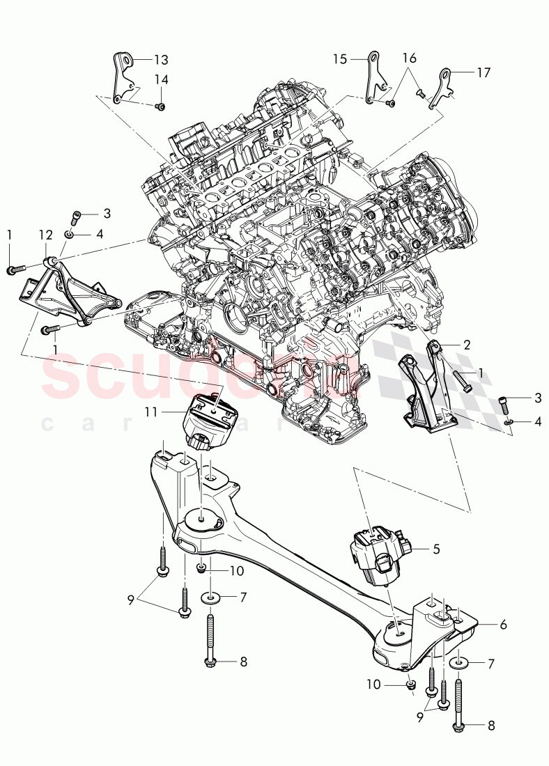 Engine mounting, mount for elevating mechan. of Bentley Bentley Continental Flying Spur (2013+)