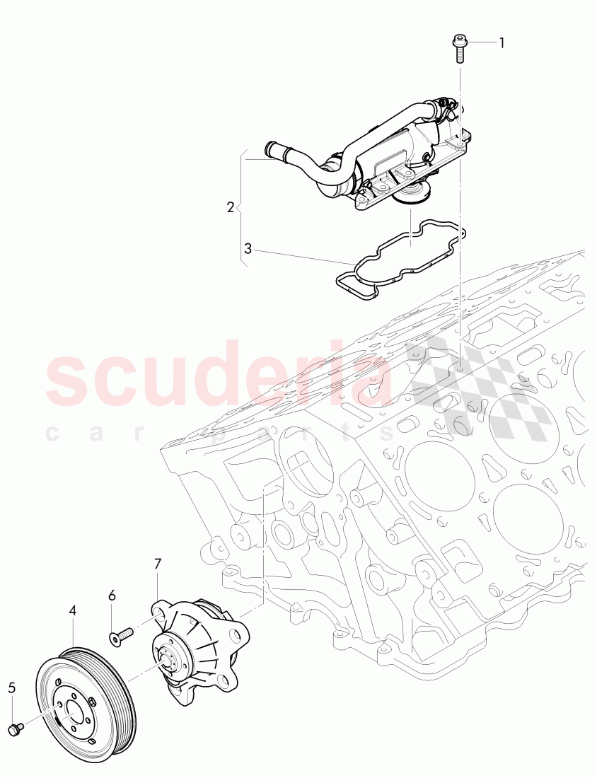 water pump with adhesive, gasket, coolant thermostat housing, with thermostat of Bentley Bentley Continental Flying Spur (2013+)