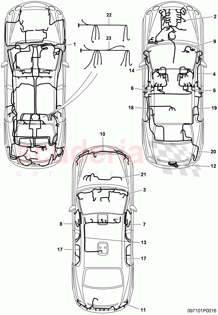 wiring harnesses, F 3W-B-066 933>> 3W-B-070 435, F ZA-B-066 933>> ZA-B-070 435 of Bentley Bentley Continental Flying Spur (2006-2012)