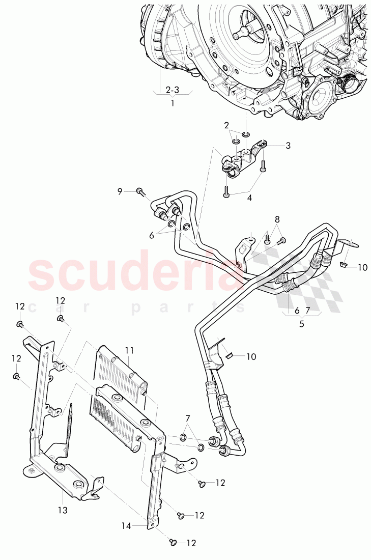 Gear oil cooler, oil pressure line, differential of Bentley Bentley Continental Flying Spur (2013+)