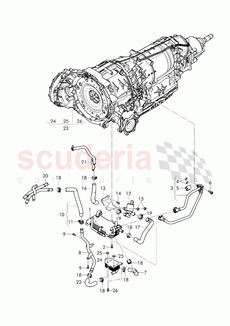 oil pressure line for gear oil cooling, Gear oil cooler, F 4V-J-019 113>>, F ZV-J-019 113>> of Bentley Bentley Bentayga (2015+)