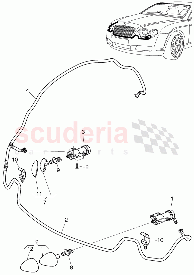 headlight washer system, F 3W-4-020 001>> 3W-8-056 547 of Bentley Bentley Continental GT (2003-2010)