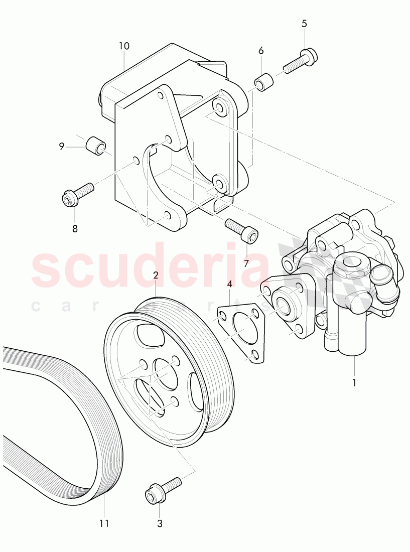 vane type pump with ribbed, belt pulley, bracket for vane pump of Bentley Bentley Continental GTC (2011+)