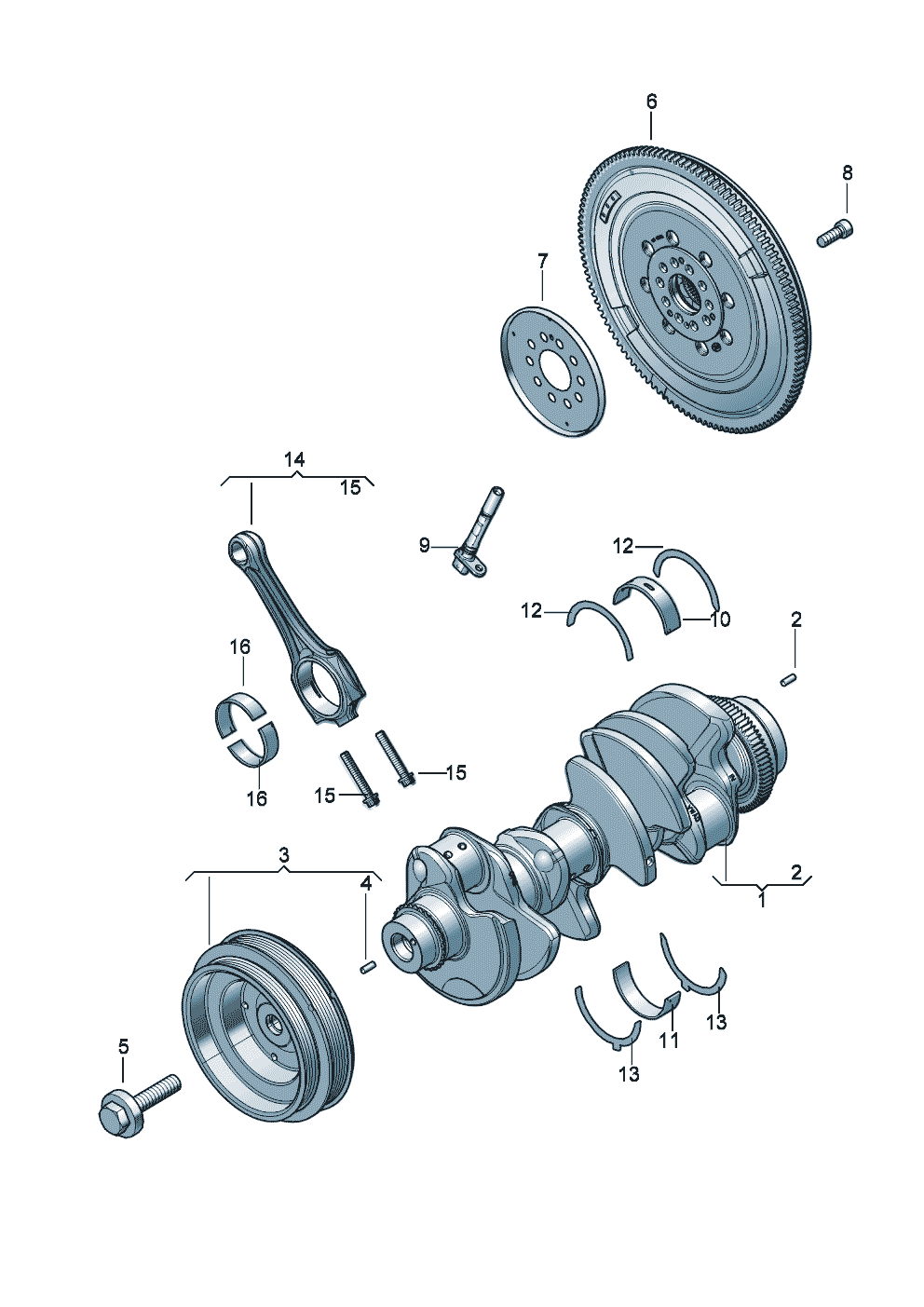 flywheel
V-belt pulley with
vibration damper
Crankshaft
conrod
bearing shell of Bentley Bentley Continental GT Convertible (2025)