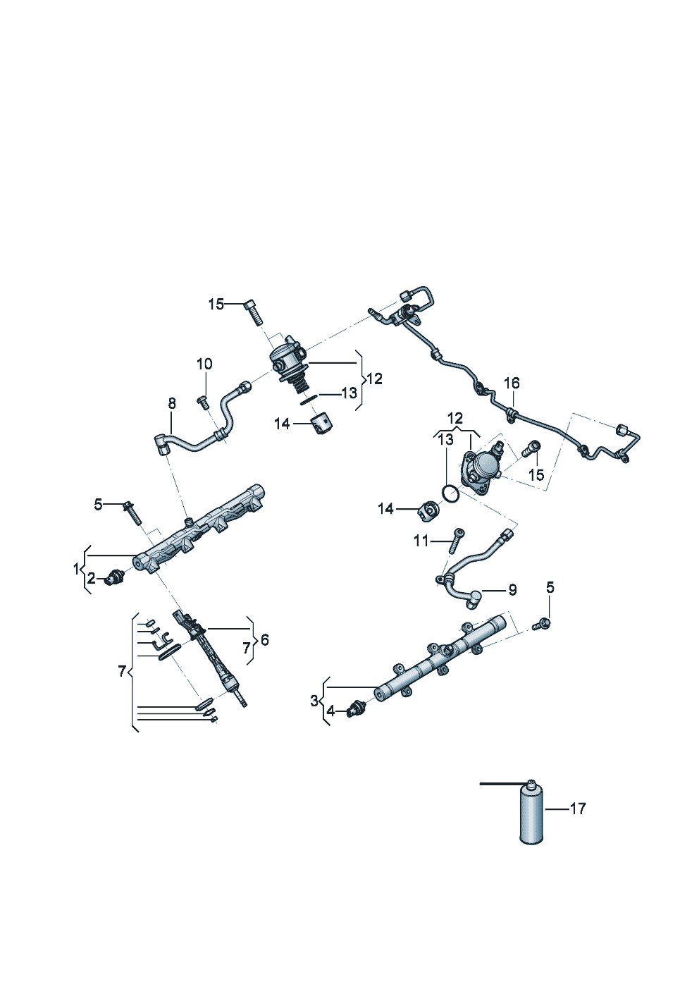 Fuel pump
Fuel line
Fuel rail
Injection valve of Bentley Bentley Continental GT Convertible (2025)