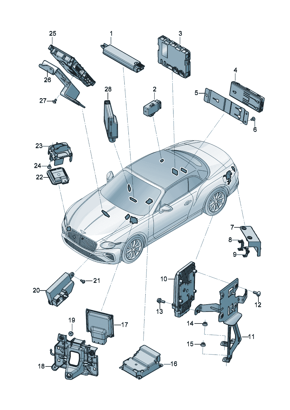 Control systems for comfort
systems and safety of Bentley Bentley Continental GT Convertible (2025)