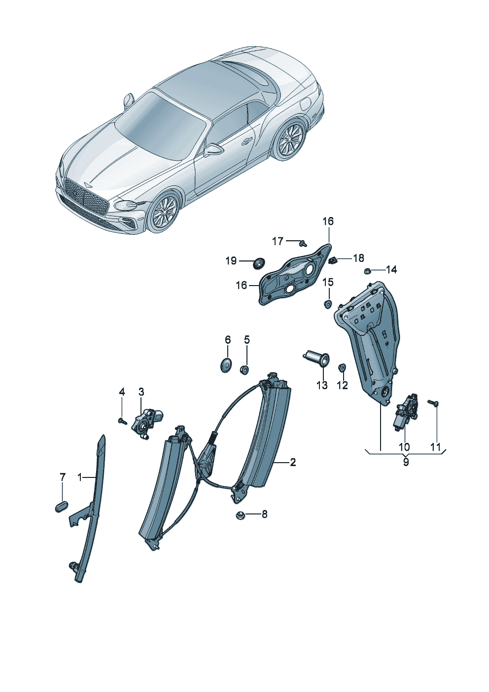 Window regulator of Bentley Bentley Continental GT Convertible (2025)