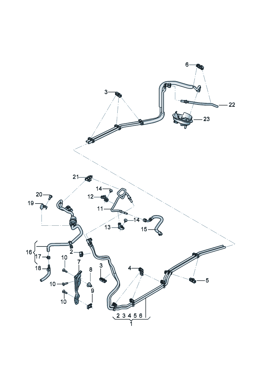 1 set of fuel pipes with
breather tube
Fuel supply line
Breather line of Bentley Bentley Continental GT Convertible (2025)