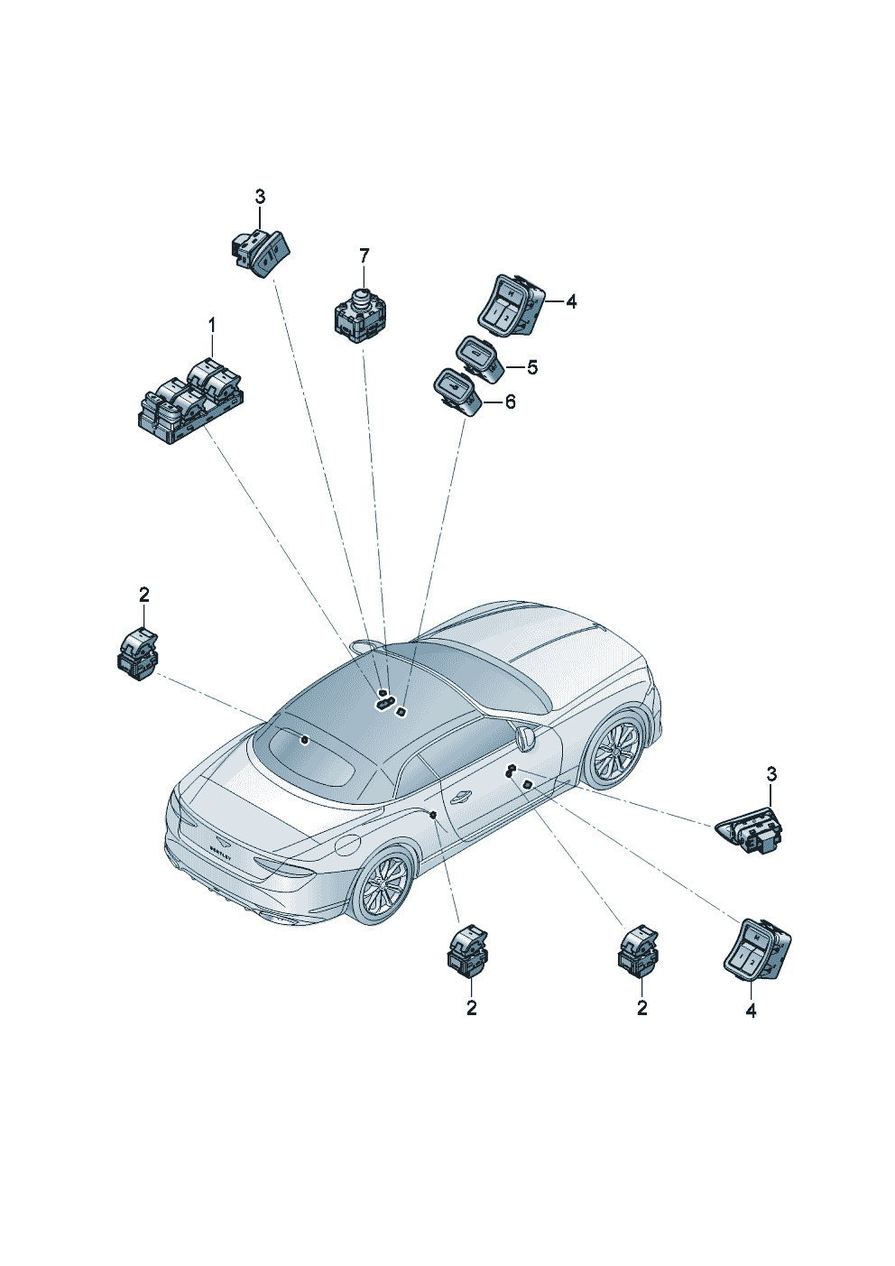 Switch in door trim of Bentley Bentley Continental GT Convertible (2025)