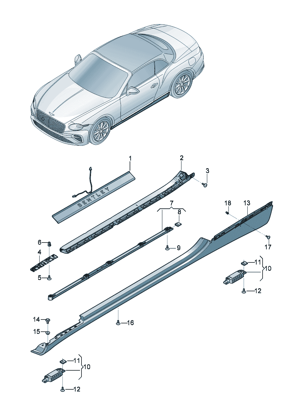 Trim for side section-
sill of Bentley Bentley Continental GT Convertible (2025)