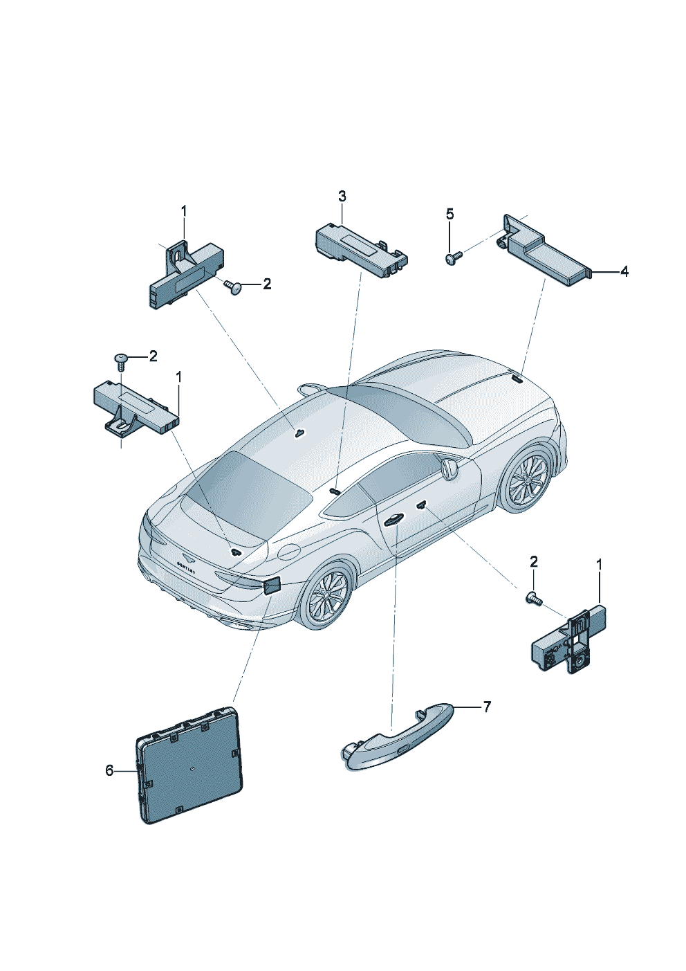 Aerial for access and
start authorisation (KESSY) of Bentley Bentley Continental GT (2017)