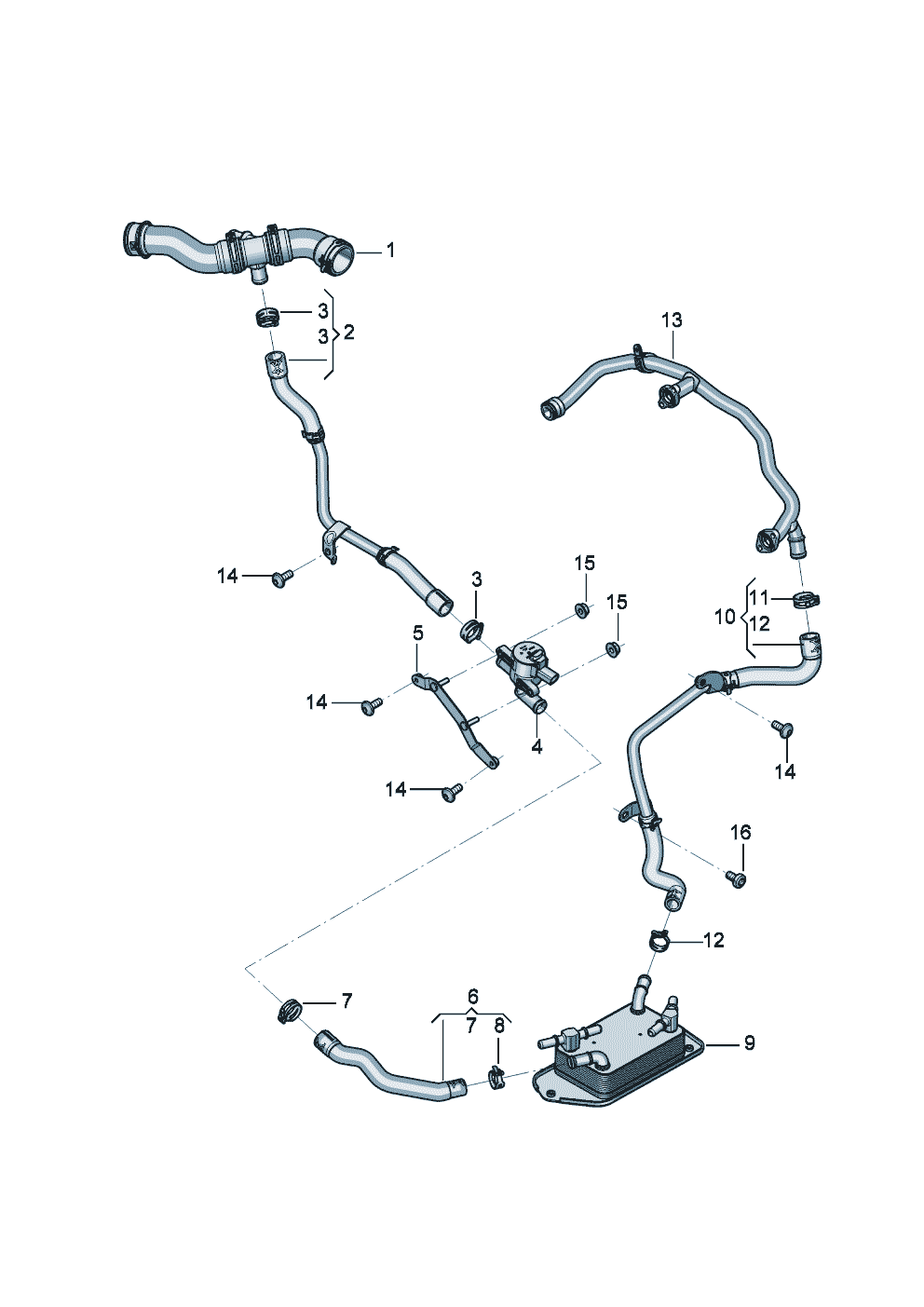 Coolant hoses and
pipes
Cooling system for gear oil of Bentley Bentley Continental GT (2017)