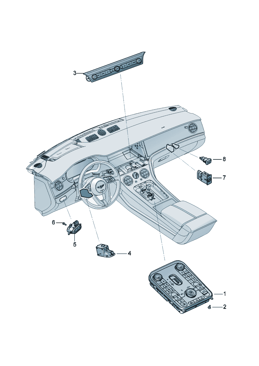 switches in dashboard
switches in central console of Bentley Bentley Continental GT (2017)