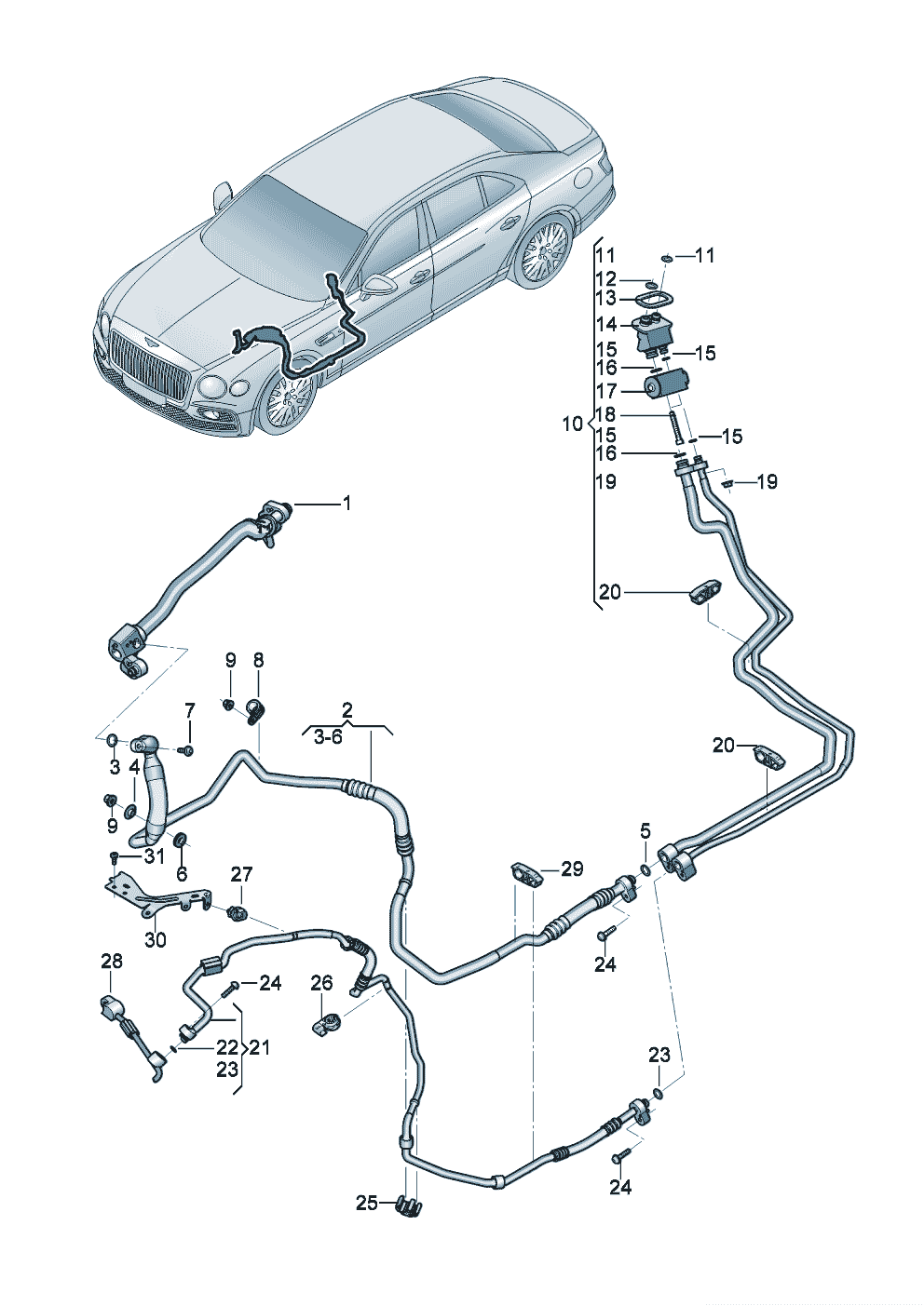 refrigerant circuit
for vehicles with
2nd evaporator of Bentley Bentley Continental Flying Spur (2025) 