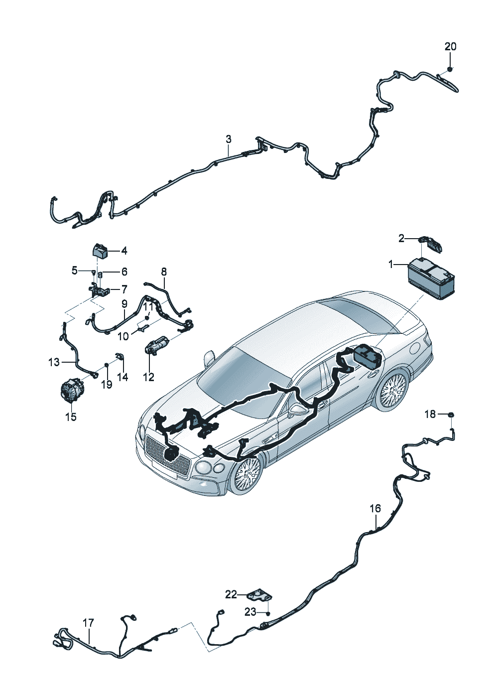 wiring harness for battery +
and alternator of Bentley Bentley Continental Flying Spur (2025) 