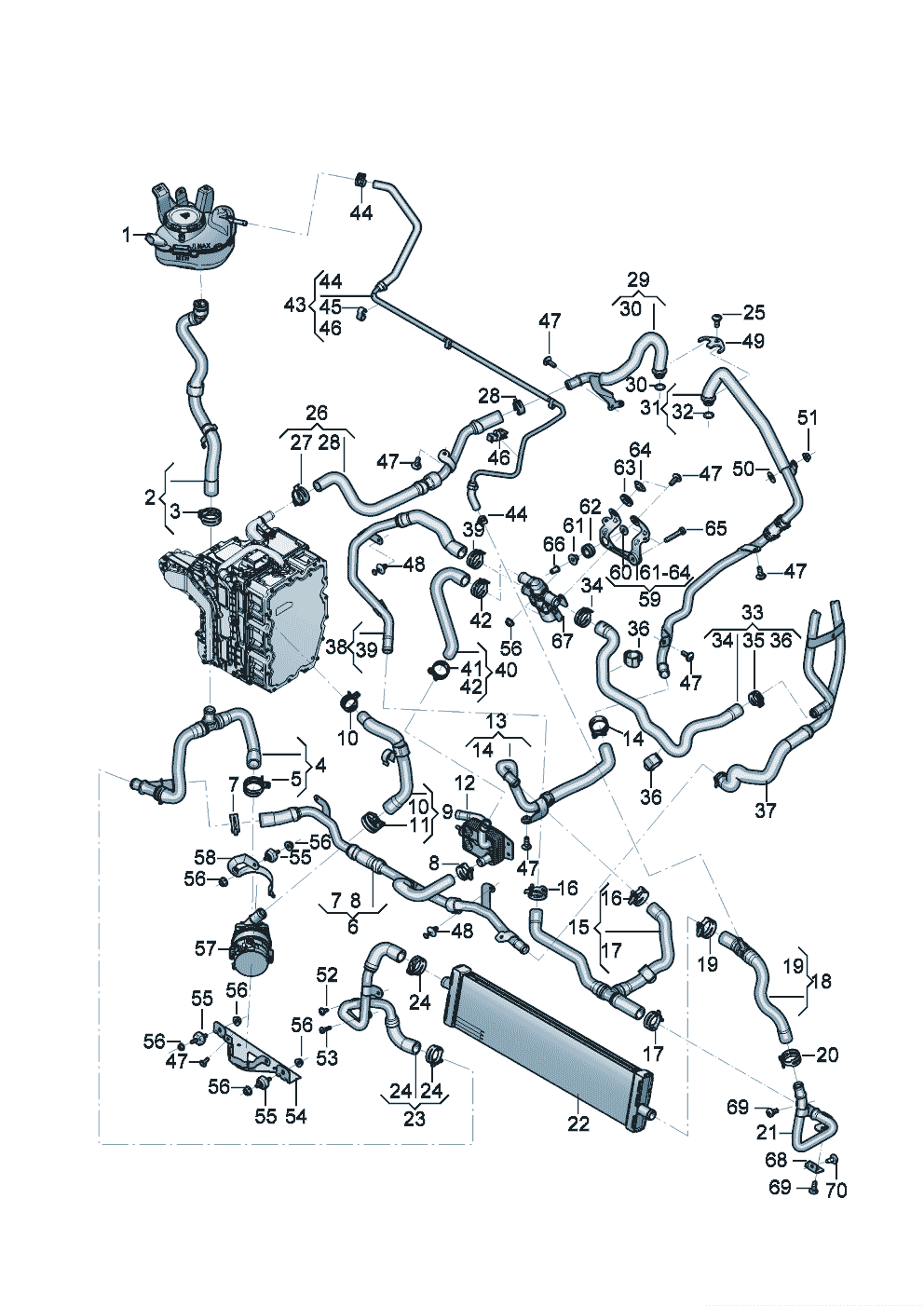 Coolant cooling system
For vehicles with
hybrid drive
Engine bay
Engine bay of Bentley Bentley Continental Flying Spur (2025) 