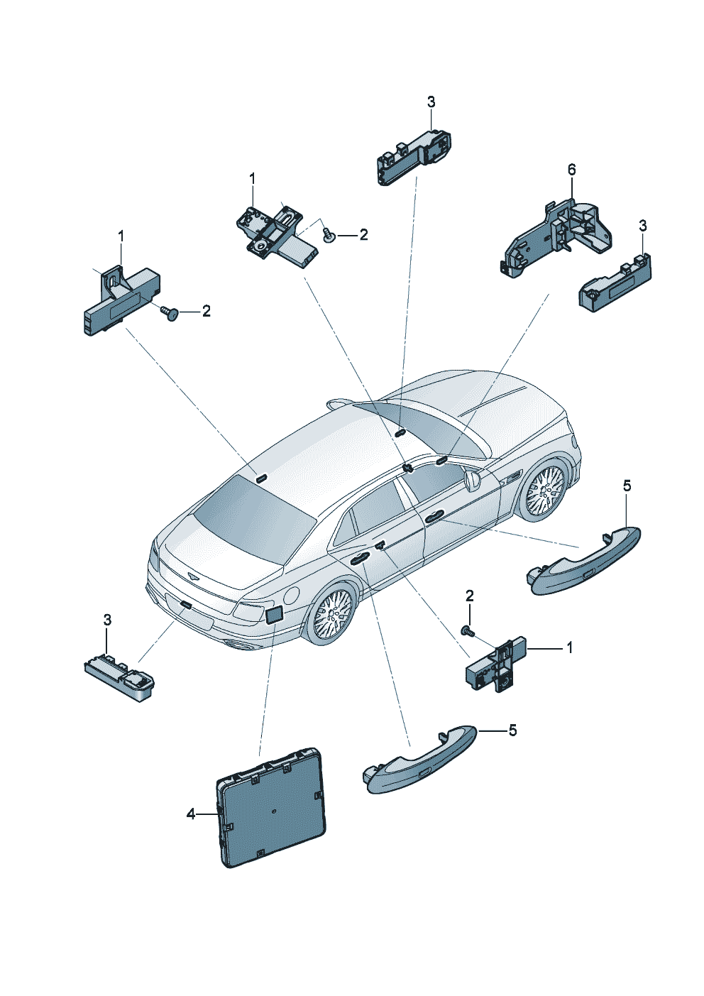 Aerial for access and
start authorisation (KESSY) of Bentley Bentley Continental Flying Spur (2025) 