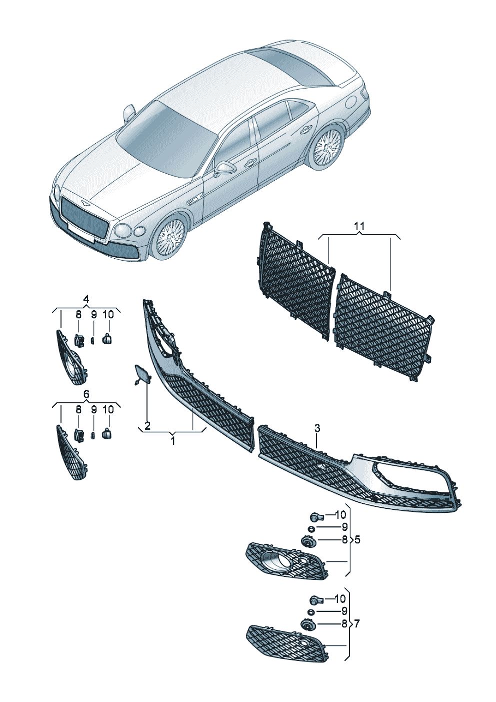 Air guide grille
D -    MJ 2022>> of Bentley Bentley Continental Flying Spur (2025) 