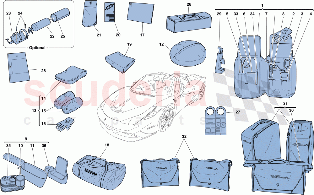 TOOLS AND ACCESSORIES PROVIDED WITH VEHICLE of Ferrari Ferrari 458 Speciale Aperta