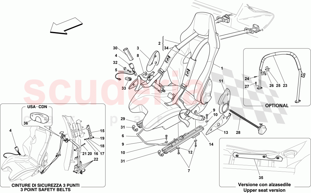 RACING SEAT-4 POINT SEAT HARNESS-ROLLBAR -Optional- -Sabelt- of Ferrari Ferrari 430 Coupe