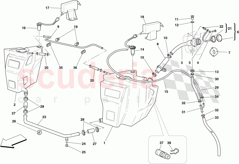 FUEL TANKS AND FILLER NECK -Applicable for Spider 16M- of Ferrari Ferrari 430 Scuderia