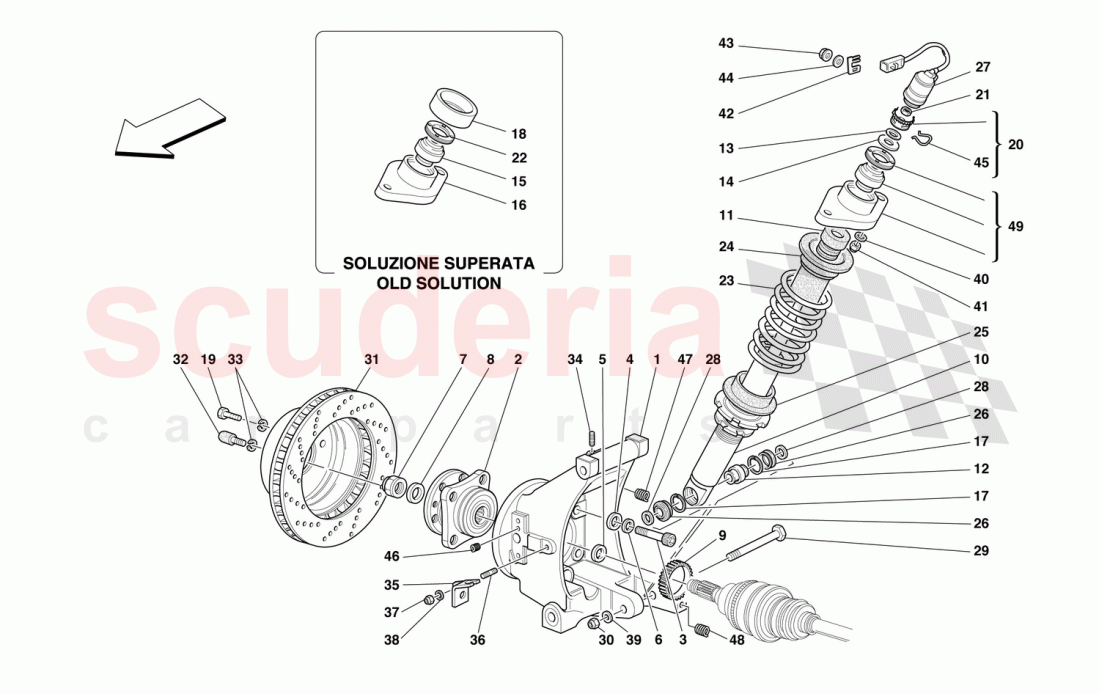 REAR SUSPENSION - SHOCK ABSORBER AND BRAKE DISC of Ferrari Ferrari 550 Maranello