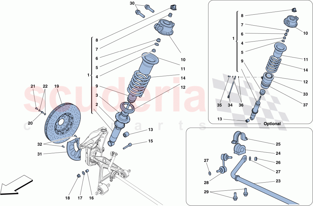 FRONT SUSPENSION - SHOCK ABSORBER AND BRAKE DISC of Ferrari Ferrari 458 Spider