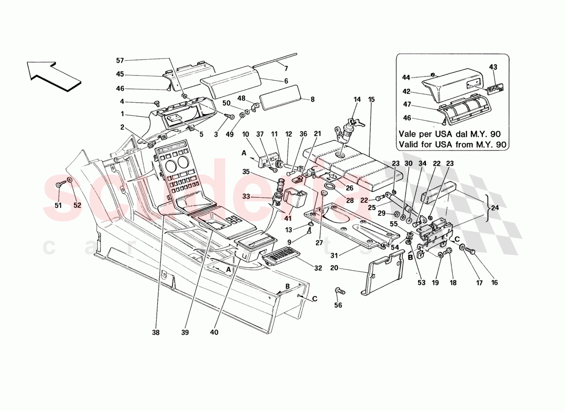 Tunnel - Accessories - Valid for TS - Door With Key Version of Ferrari Ferrari 348 TS (1993)