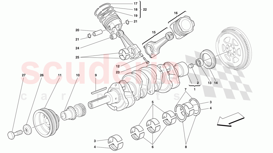 DRIVING SHAFT - CONNECTING RODS AND PISTONS of Ferrari Ferrari 360 Challenge (2000)