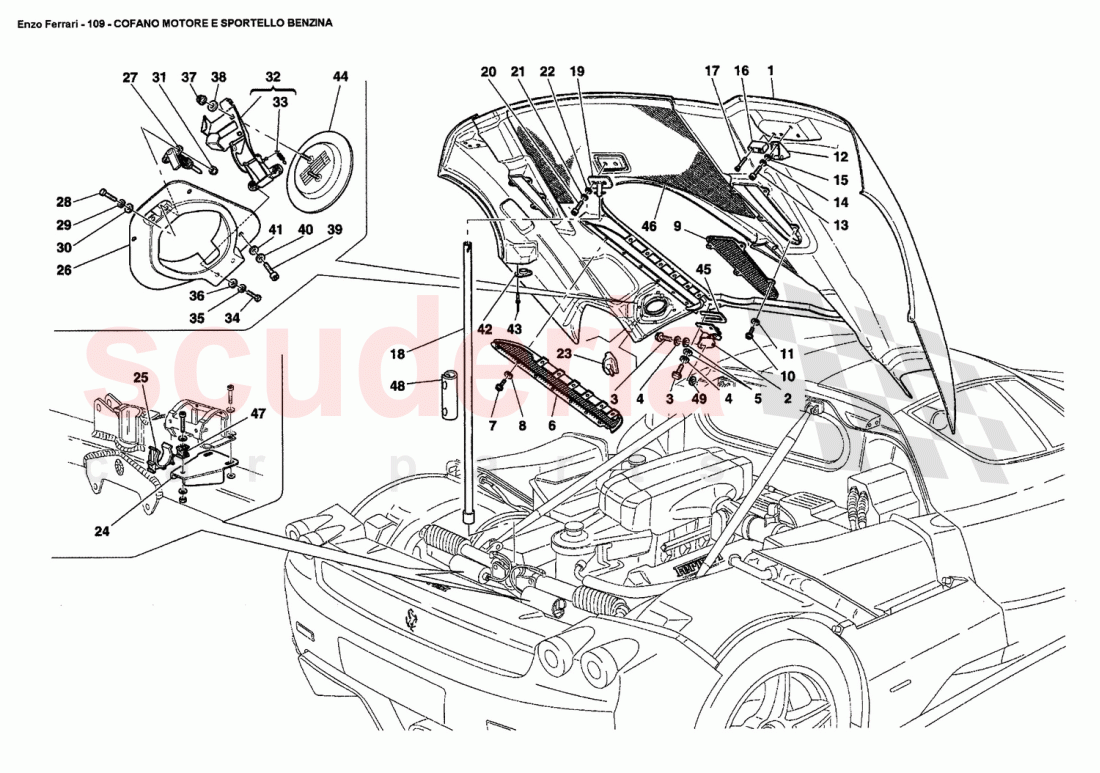 ENGINE BONNET AND GAS DOOR of Ferrari Ferrari Enzo