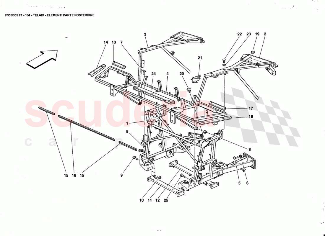 FRAME - REAR PART ELEMENTS of Ferrari Ferrari 355 (5.2 Motronic)