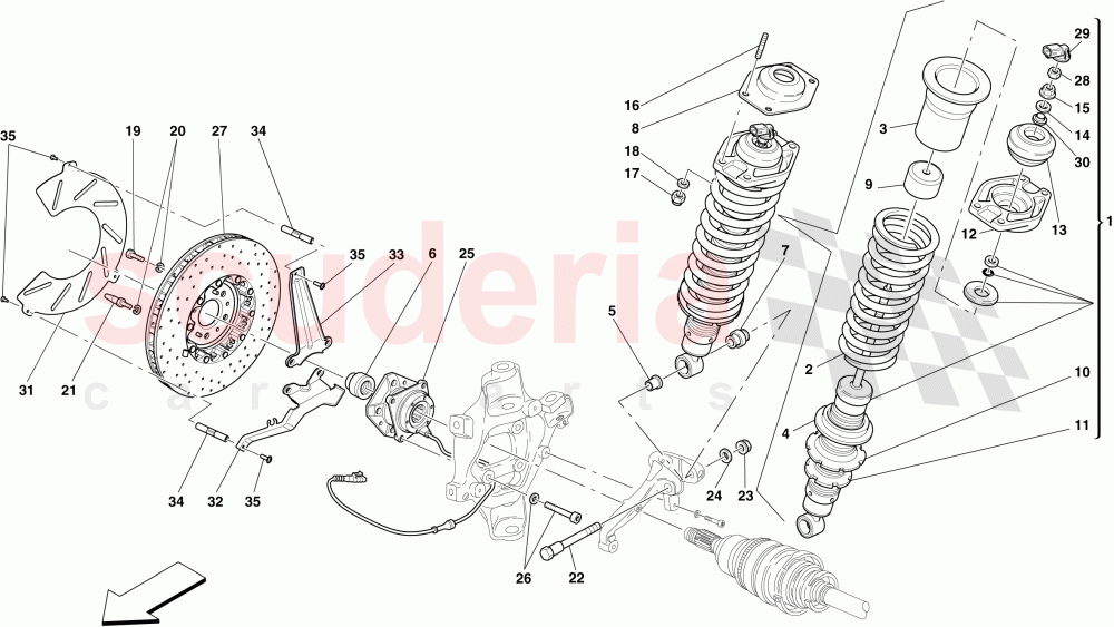 REAR SUSPENSION - SHOCK ABSORBER AND BRAKE DISC of Ferrari Ferrari 599 GTO