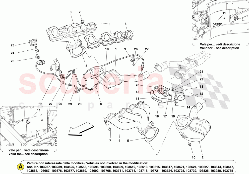 PRE-CATALYTIC CONVERTERS AND CATALYTIC CONVERTERS of Ferrari Ferrari California (2012-2014)