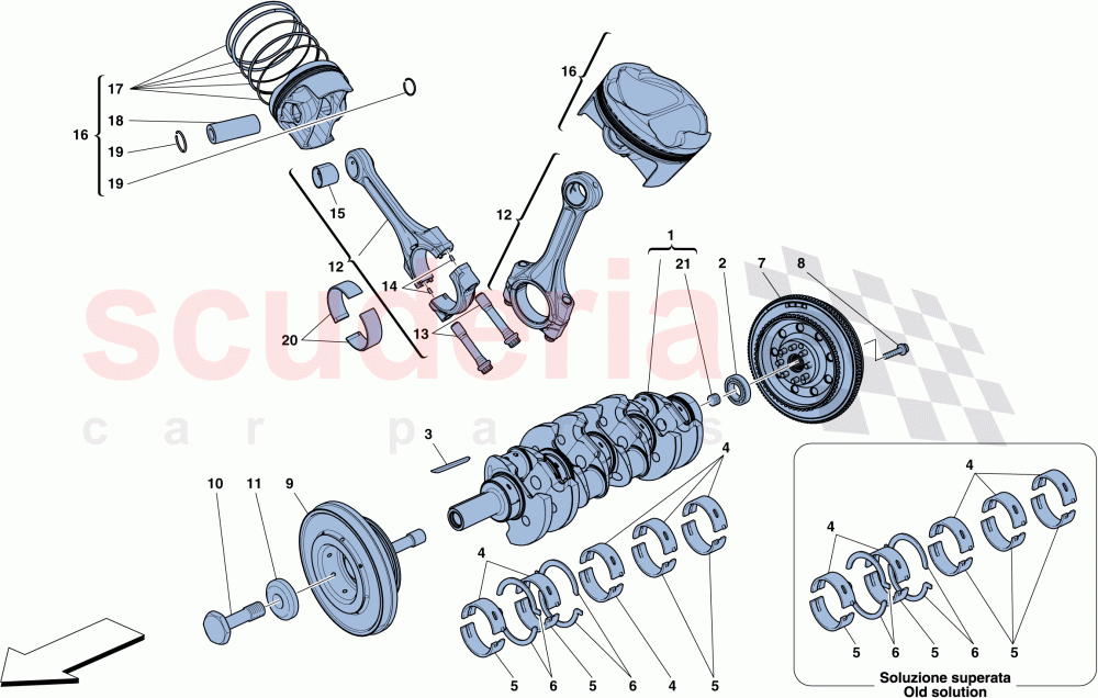 CRANKSHAFT - CONNECTING RODS AND PISTONS of Ferrari Ferrari 458 Spider