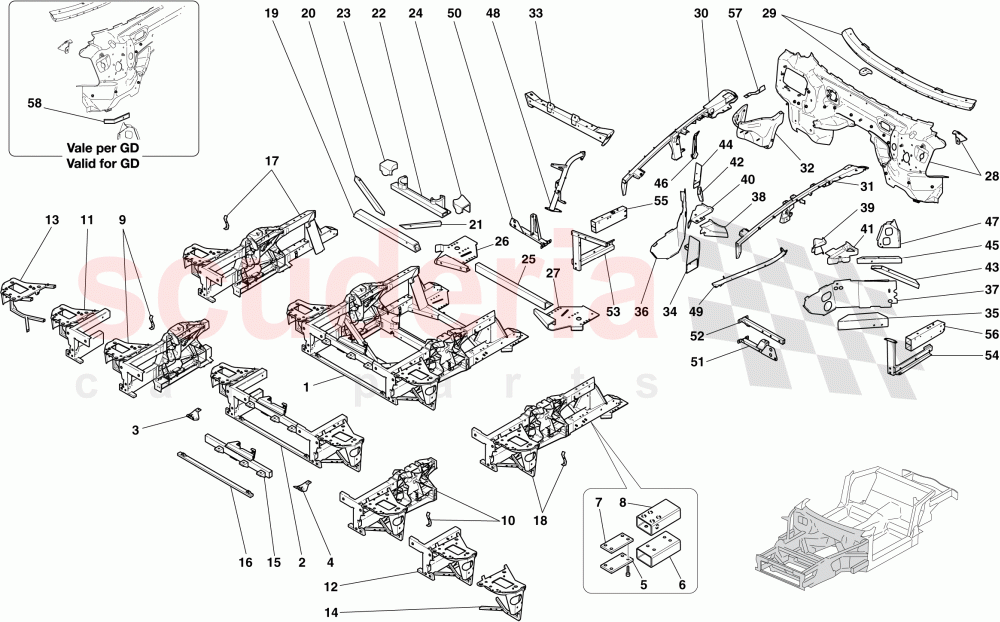 STRUCTURES AND ELEMENTS, FRONT OF VEHICLE of Ferrari Ferrari 612 Sessanta