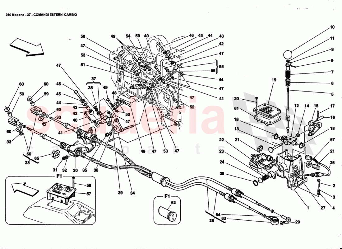 OUTSIDE GEARBOX CONTROLS of Ferrari Ferrari 360 Modena