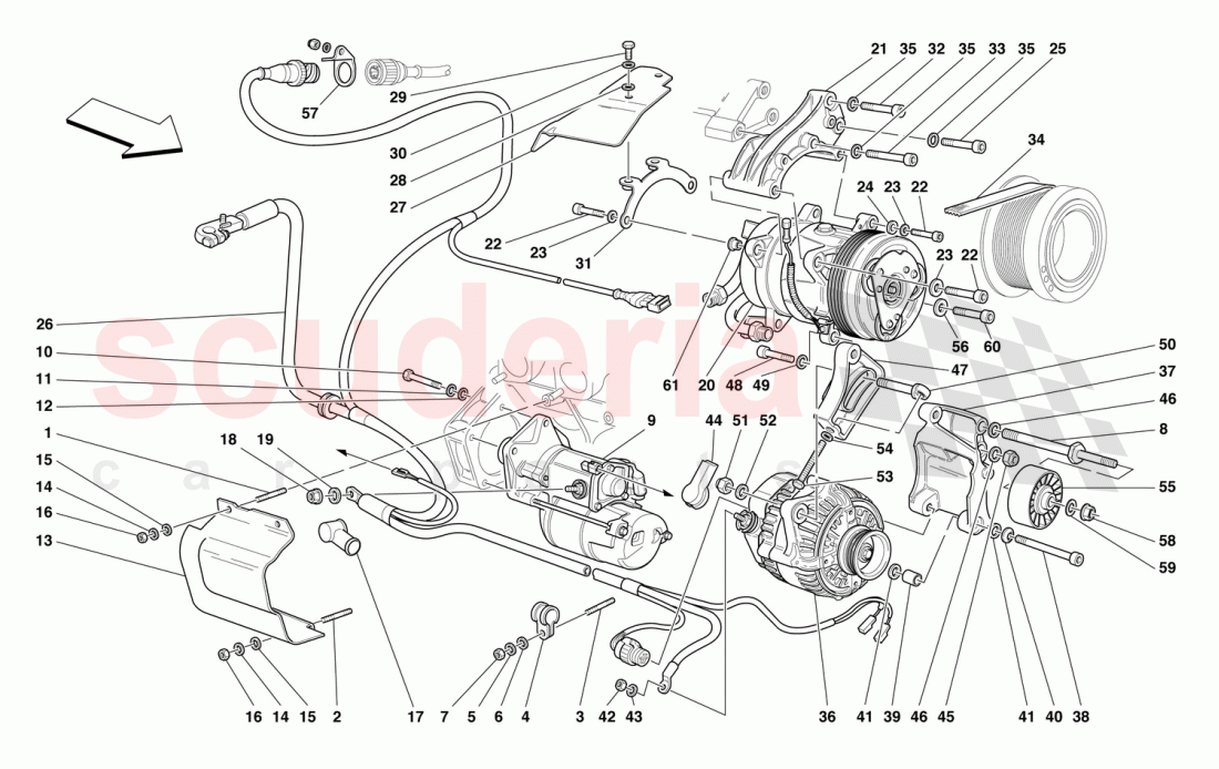 ALTERNATOR - STARTING MOTOR - AIR CONDITIONING COMPRESSOR of Ferrari Ferrari 550 Barchetta