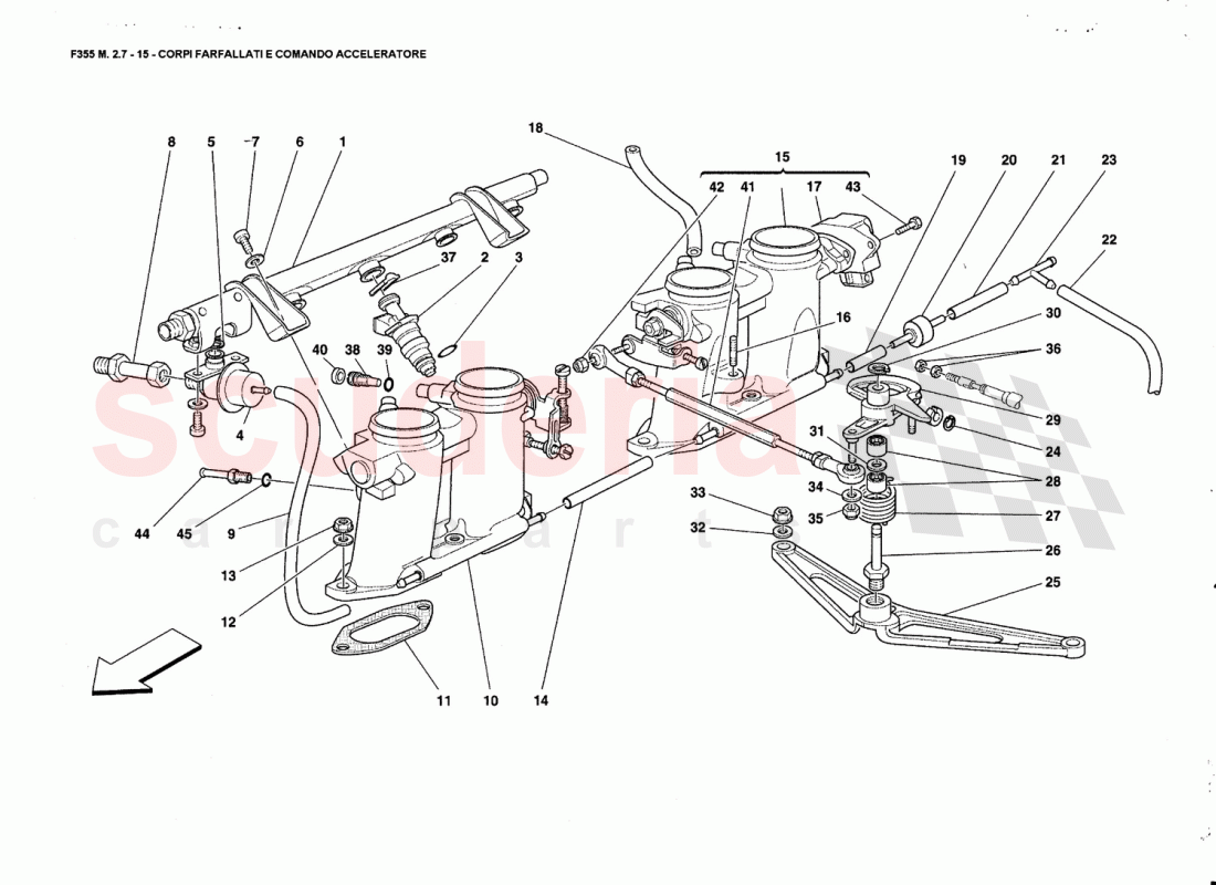 THROTTLE HOLDERS ANO CONTROLS of Ferrari Ferrari 355 (2.7 Motronic)