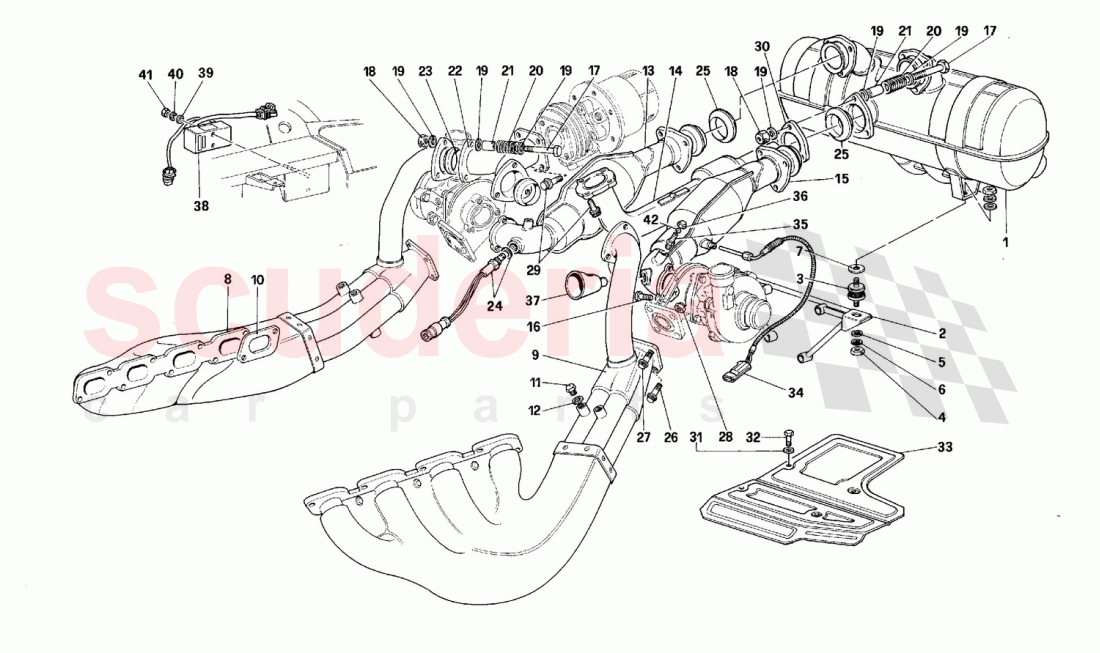 Exhaust system -Valid for cars with catalyst- of Ferrari Ferrari F40