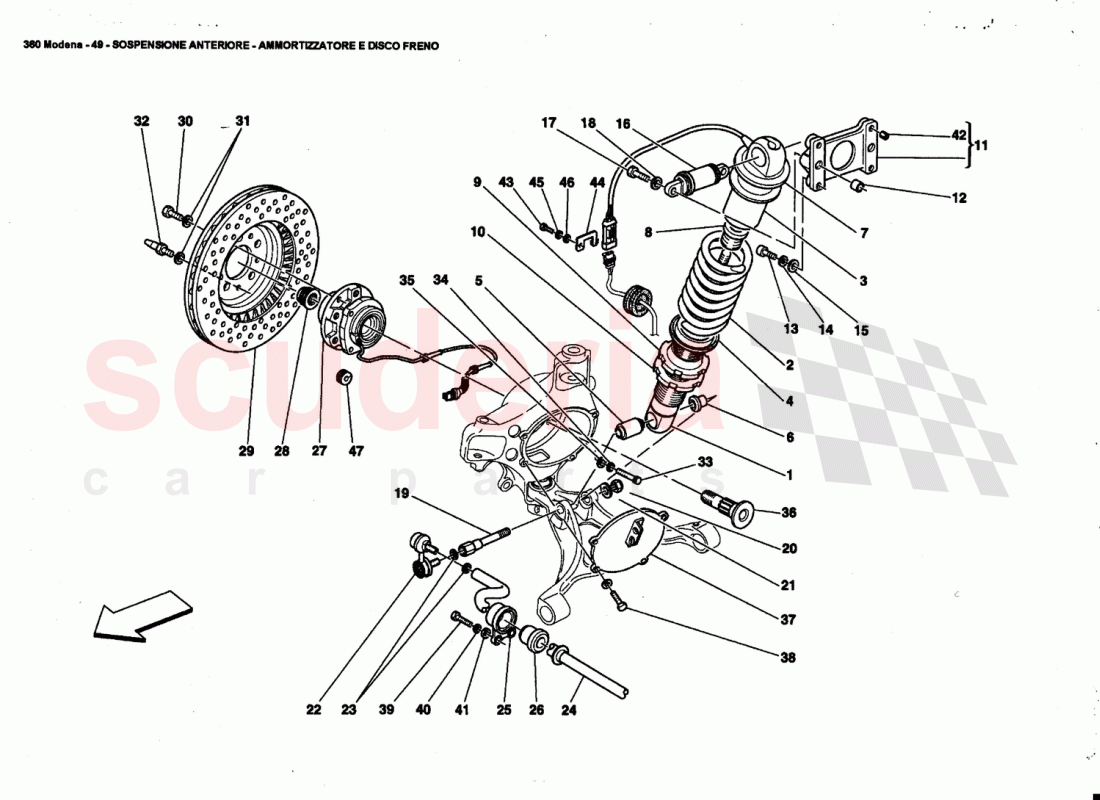 FRONT SUSPENSION - SHOCK ABSORBER AND BRAKE DISC of Ferrari Ferrari 360 Modena