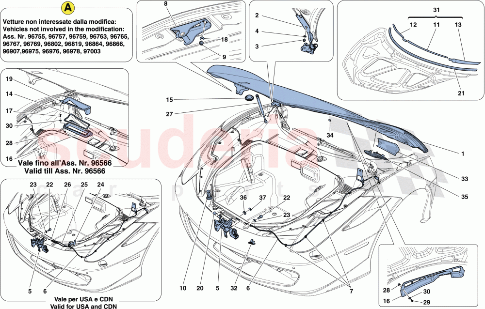 FRONT LID AND OPENING MECHANISM of Ferrari Ferrari 458 Italia