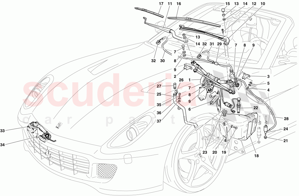 WINDSCREEN WIPER, WINDSCREEN WASHER AND HORNS of Ferrari Ferrari 599 SA Aperta