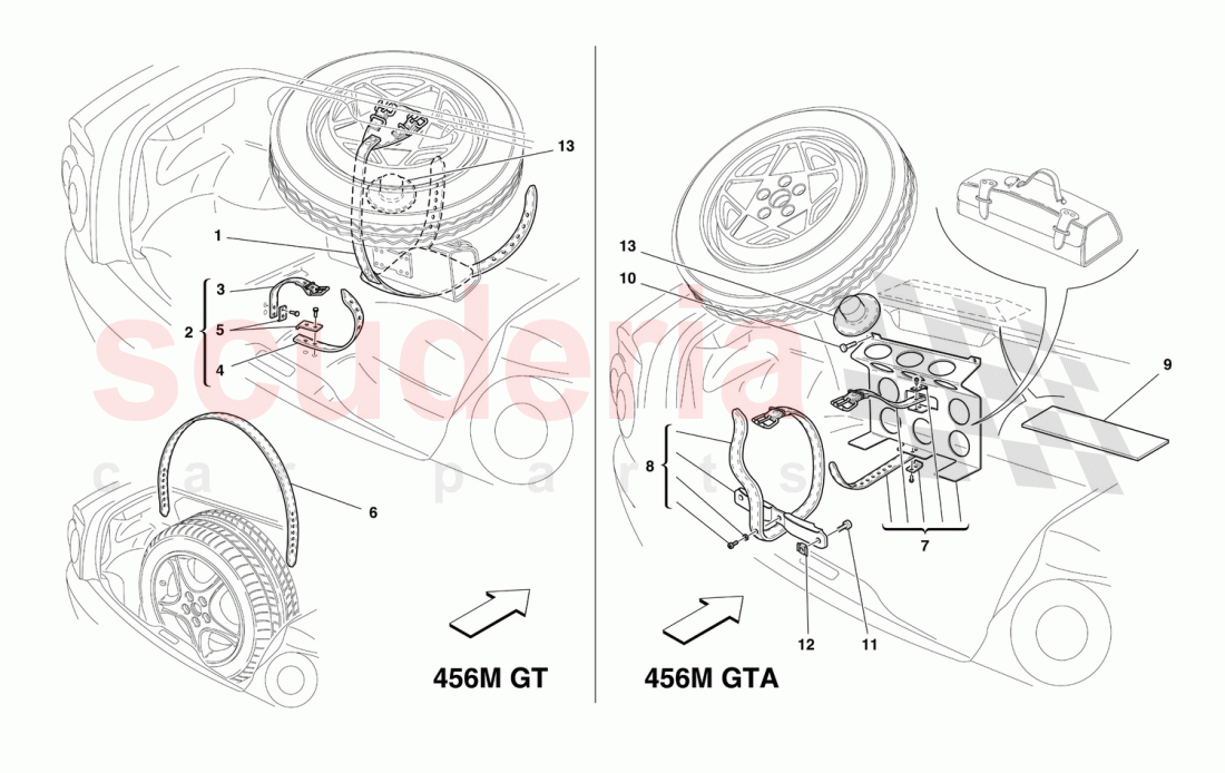 SPARE WHEEL FIXINGS of Ferrari Ferrari 456 M GT/GTA