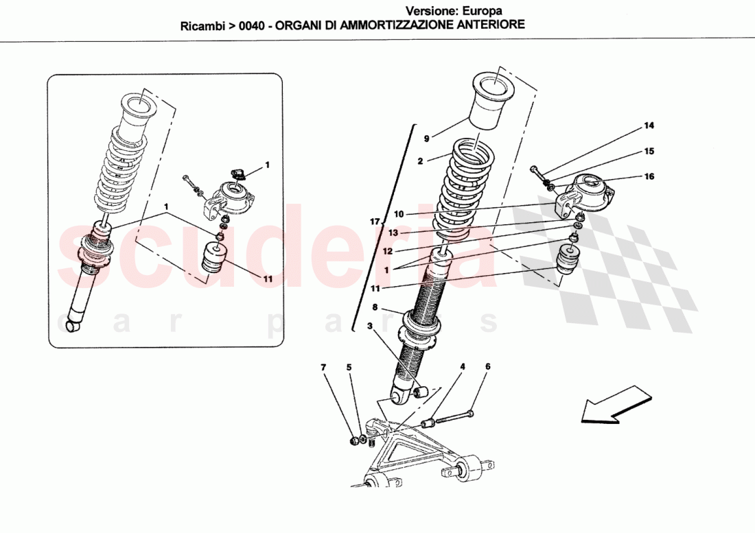 FRONT SHOCK ABSORBER DEVICES of Ferrari Ferrari California (2008-2011)