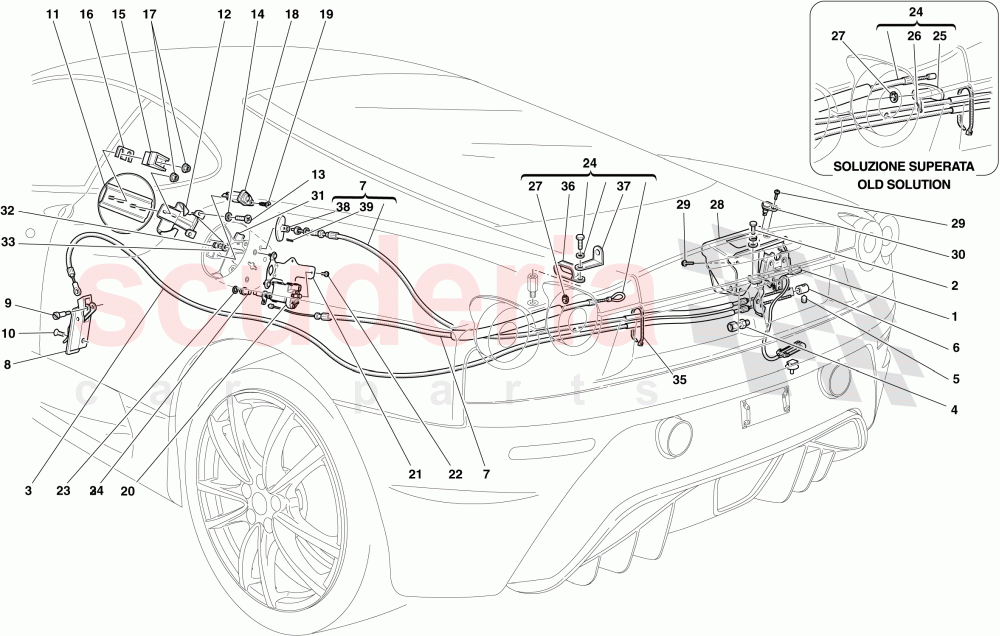 ENGINE COMPARTMENT LID AND FUEL FILLER FLAP OPENING MECHANISMS of Ferrari Ferrari 430 Scuderia Spider 16M