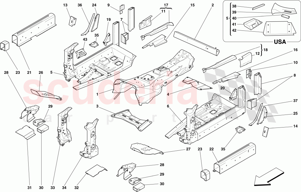 STRUCTURES AND ELEMENTS, CENTRE OF VEHICLE of Ferrari Ferrari 599 GTB Fiorano