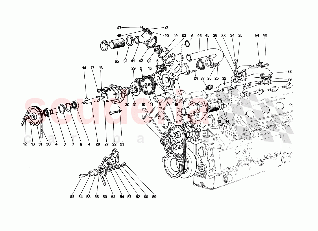 Water Pump and Pipings of Ferrari Ferrari 288 GTO