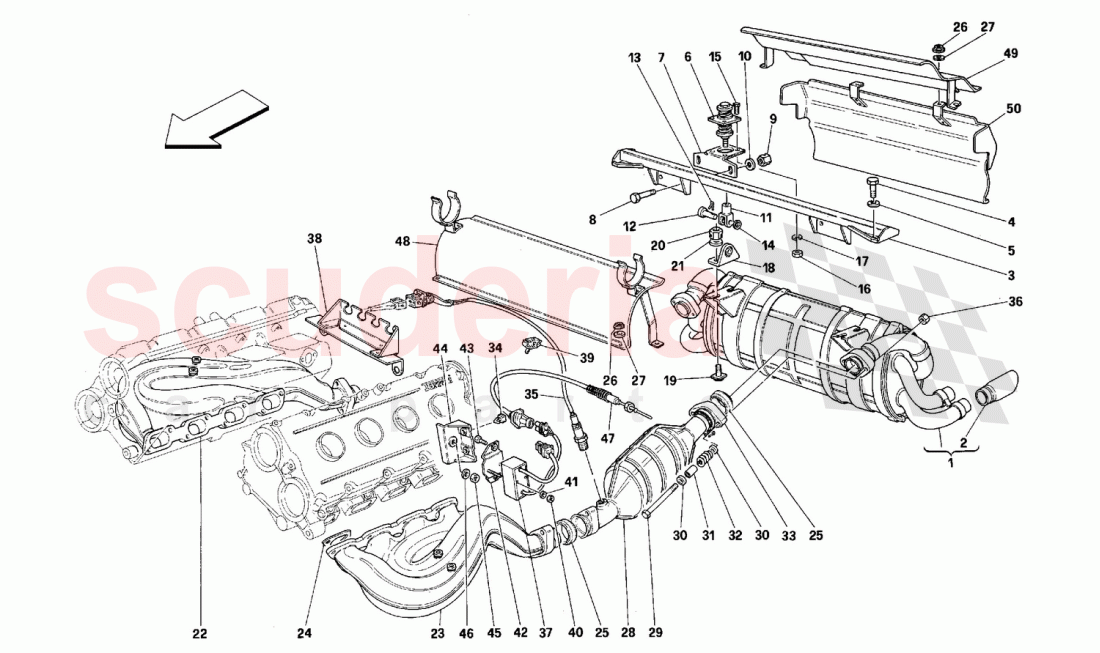 EXHAUST SYSTEM -Valid for USA AND CDN- of Ferrari Ferrari 348 (2.7 Motronic)