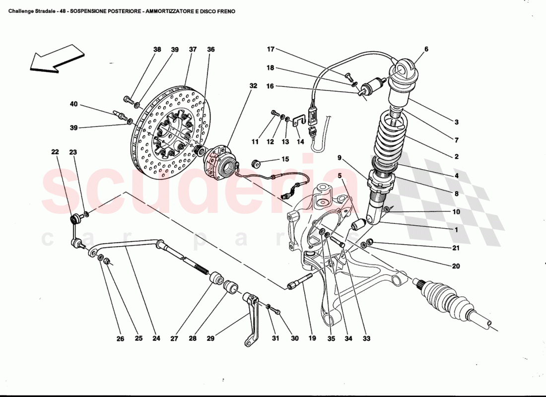 REAR SUSPENSION - SHOCK ABSORBER AND BRAKE DISC of Ferrari Ferrari 360 Challenge Stradale